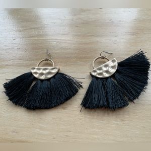 Black boho tassel earrings